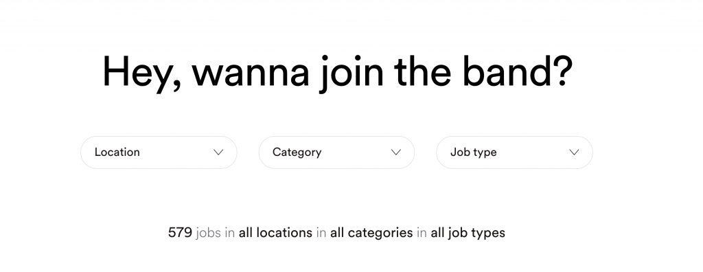 A screenshot of great branding on Spotify careers page