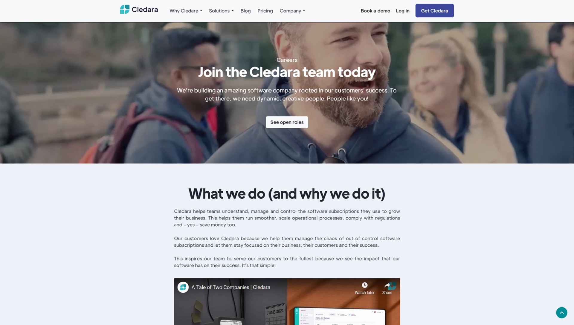 Screenshot of Cledara Career Page