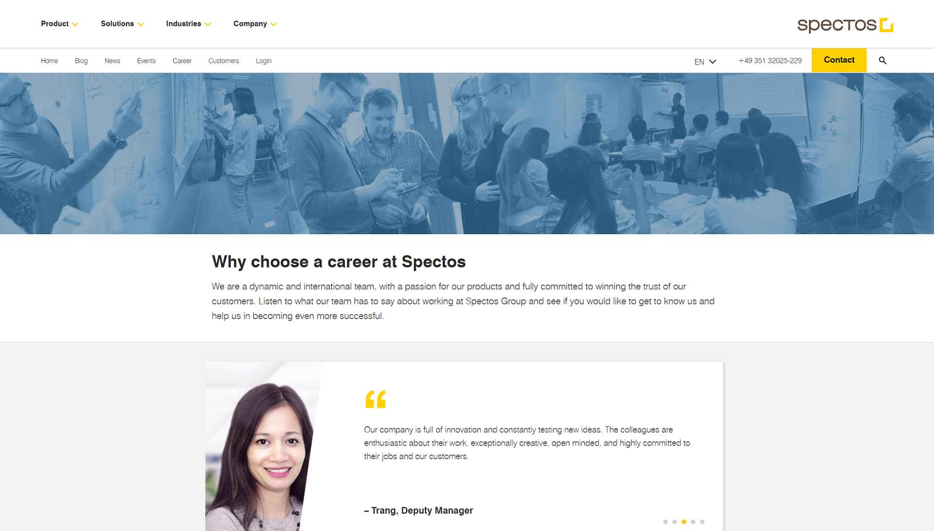 spectos career page screenshot