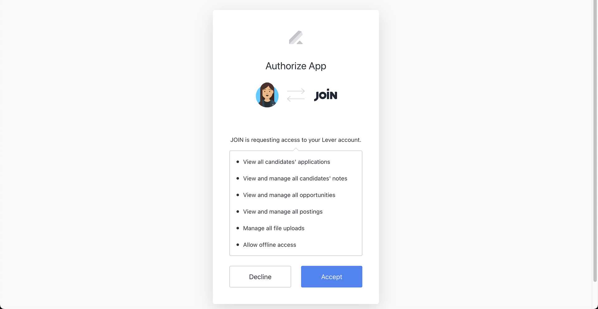 authorize lever for integration with join