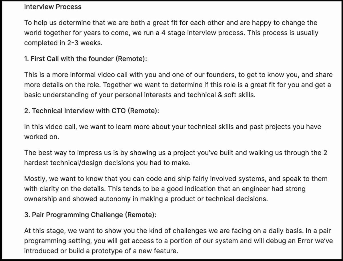 Screenshot from voize job ad