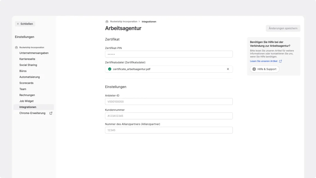 Details Bundesagentur für Arbeit ATS Integration 