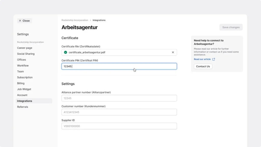 JOIN account entering credentials for BA integration